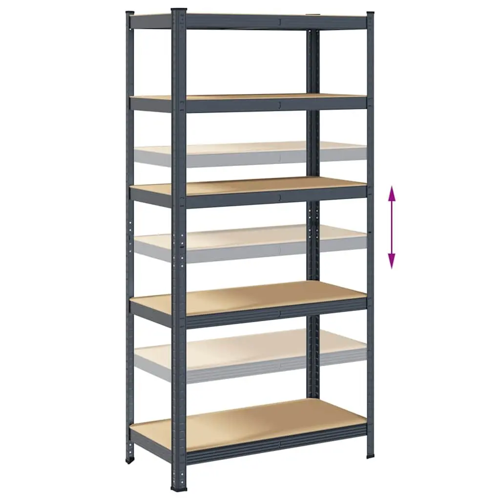 Heavy-Duty Industrial Shelving Unit for Storage 5 Layer Anthracite Steel Engineered Wood