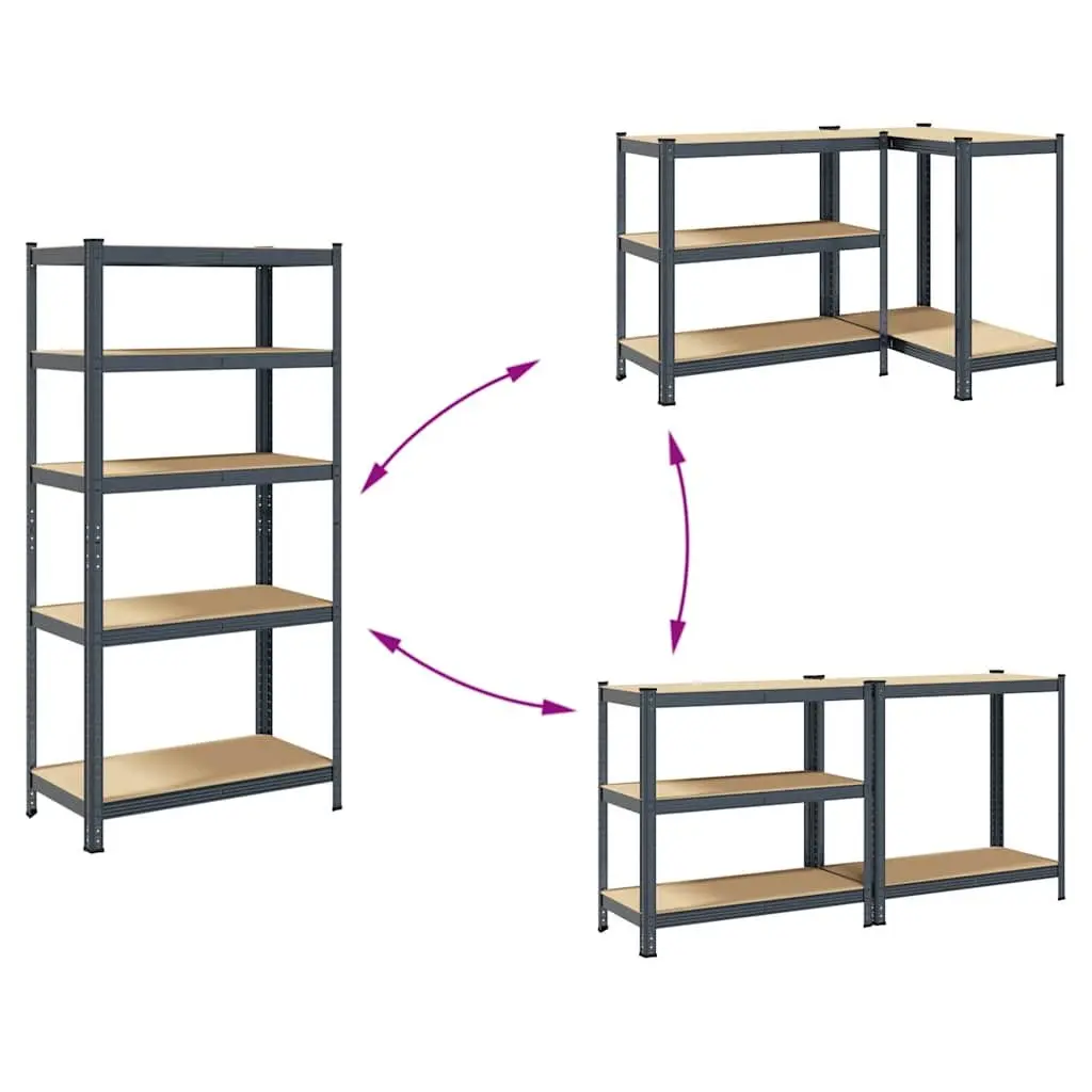 Heavy-Duty Industrial Shelving Unit for Storage 5 Layer Anthracite Steel Engineered Wood