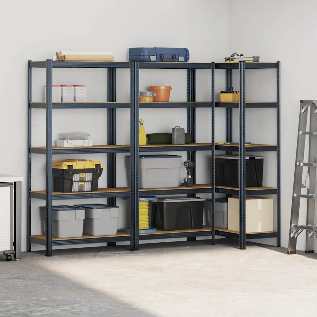 Heavy-Duty Industrial Storage Shelves 5-Layer Steel Frame Engineered Wood Rack
