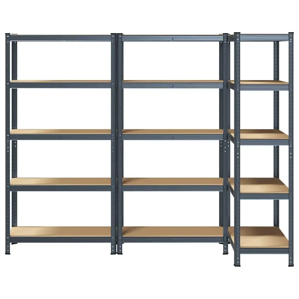 Heavy-Duty Industrial Storage Shelves 5-Layer Steel Frame Engineered Wood Rack