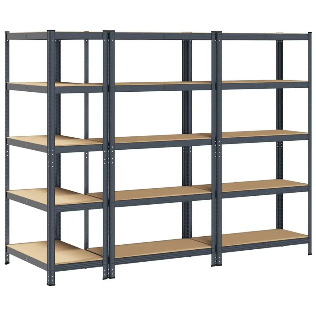 Heavy-Duty Industrial Storage Shelves 5-Layer Steel Frame Engineered Wood Rack