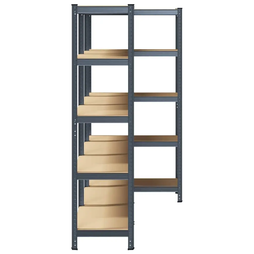 Heavy-Duty Industrial Storage Shelves 5-Layer Steel Frame Engineered Wood Rack