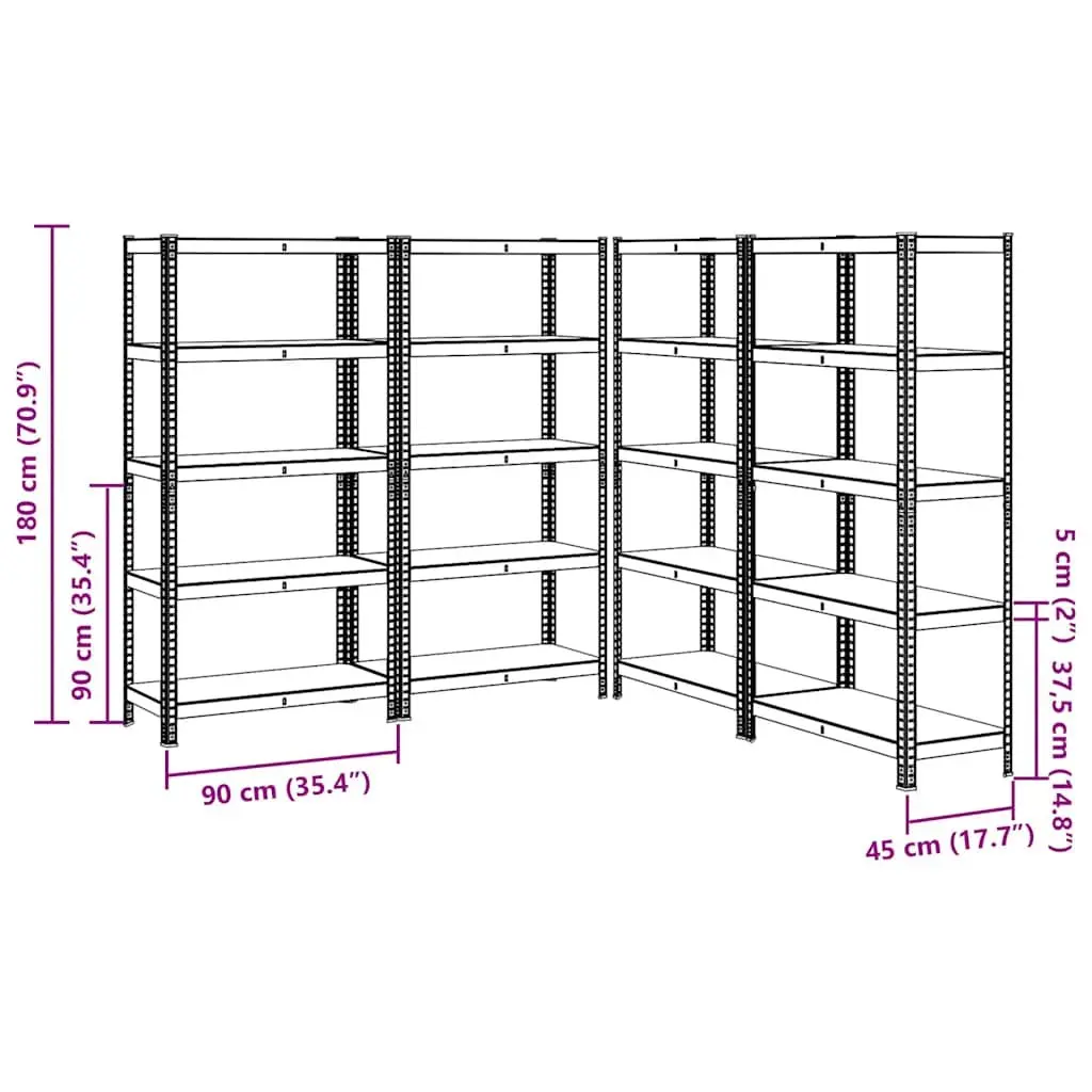 5-Layer Steel Industrial Shelving