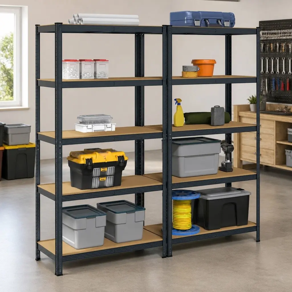 5-Layer Industrial Storage Shelves Garage Rack Anthracite Steel Engineered Wood