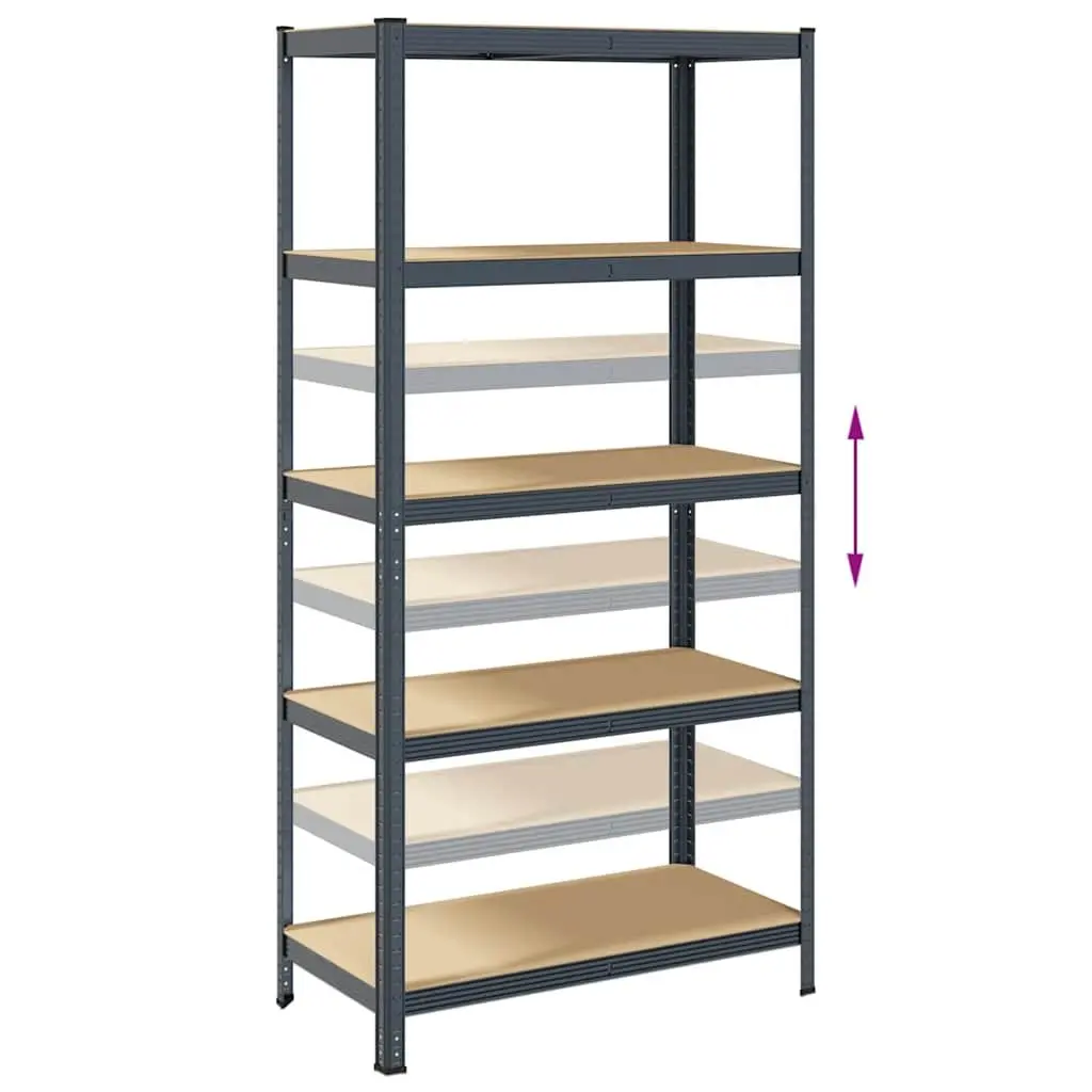 5-Layer Industrial Storage Shelves Garage Rack Anthracite Steel Engineered Wood