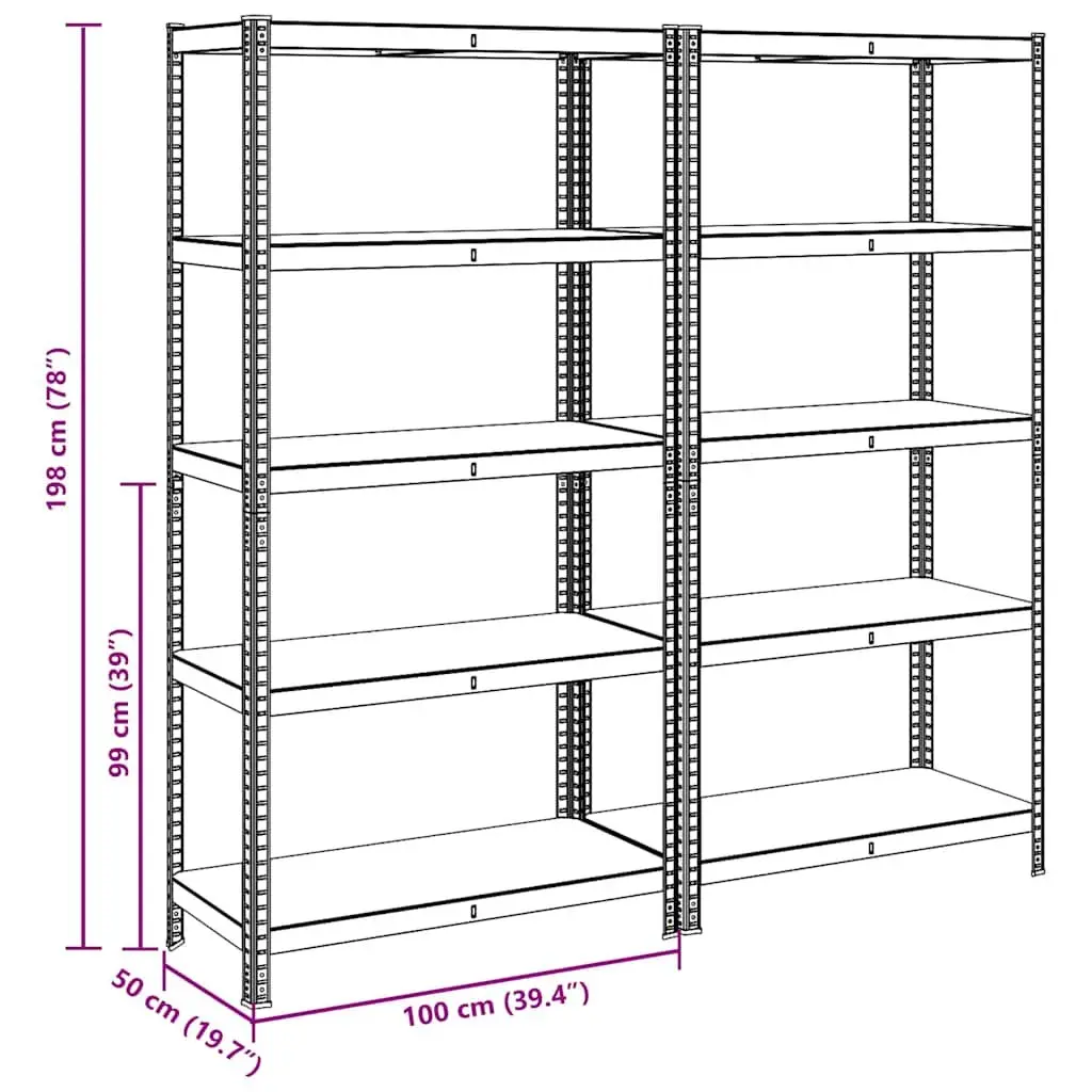 5-Layer Industrial Storage Shelves Garage Rack Anthracite Steel Engineered Wood