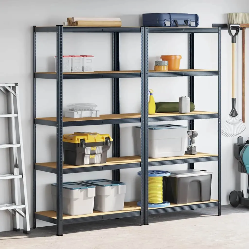 5-Layer Industrial Storage Shelves Garage Rack Anthracite Steel Engineered Wood