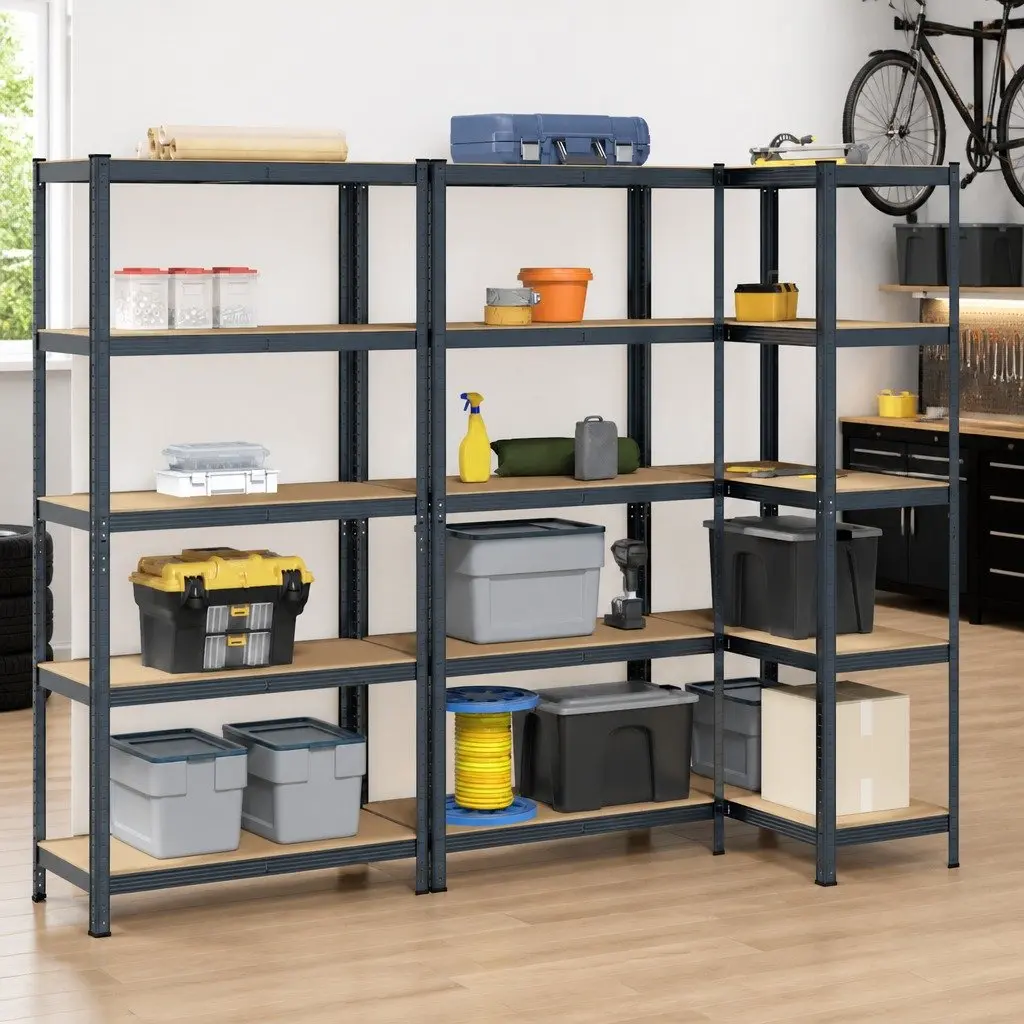5-Layer Anthracite Steel Shelving Units 3 Pack