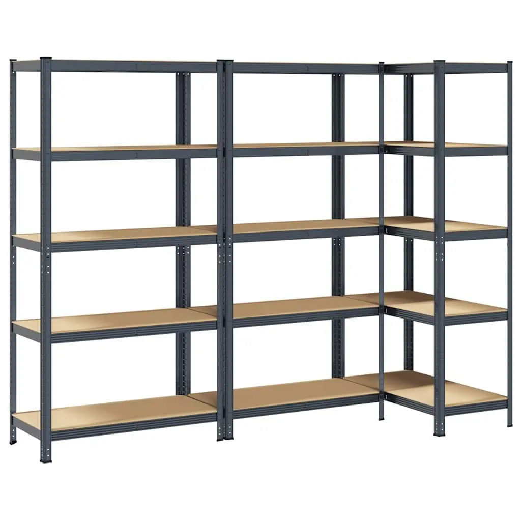 5-Layer Anthracite Steel Shelving Units 3 Pack
