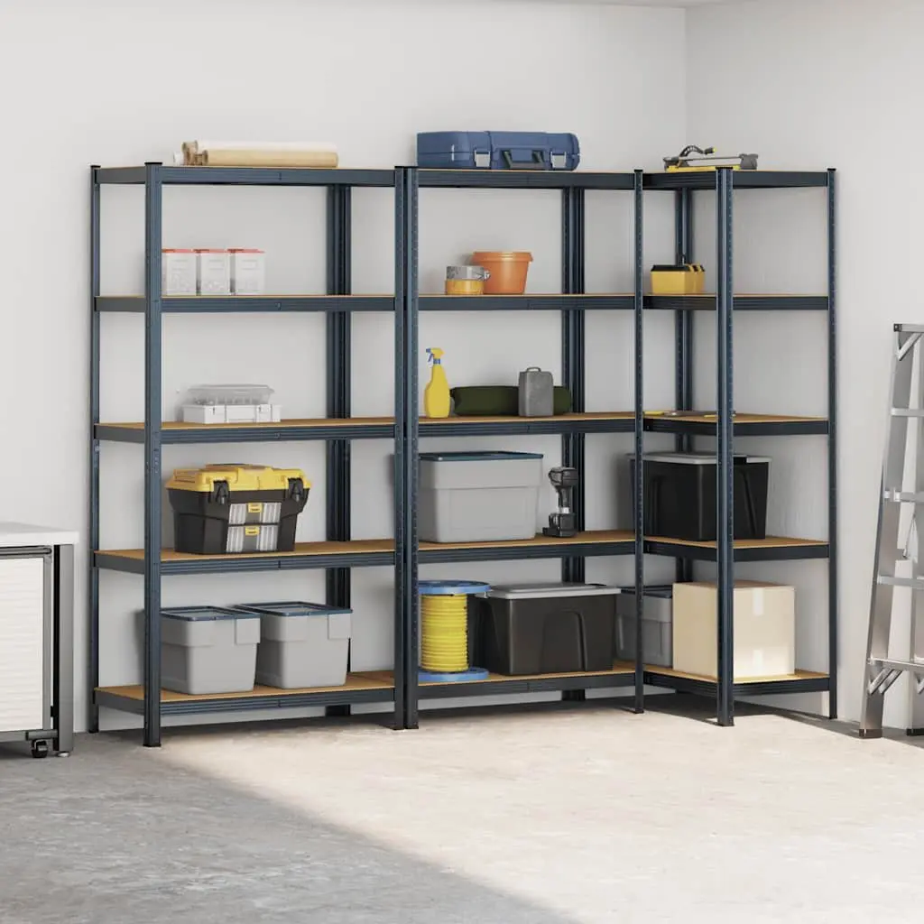 5-Layer Anthracite Steel Shelving Units 3 Pack