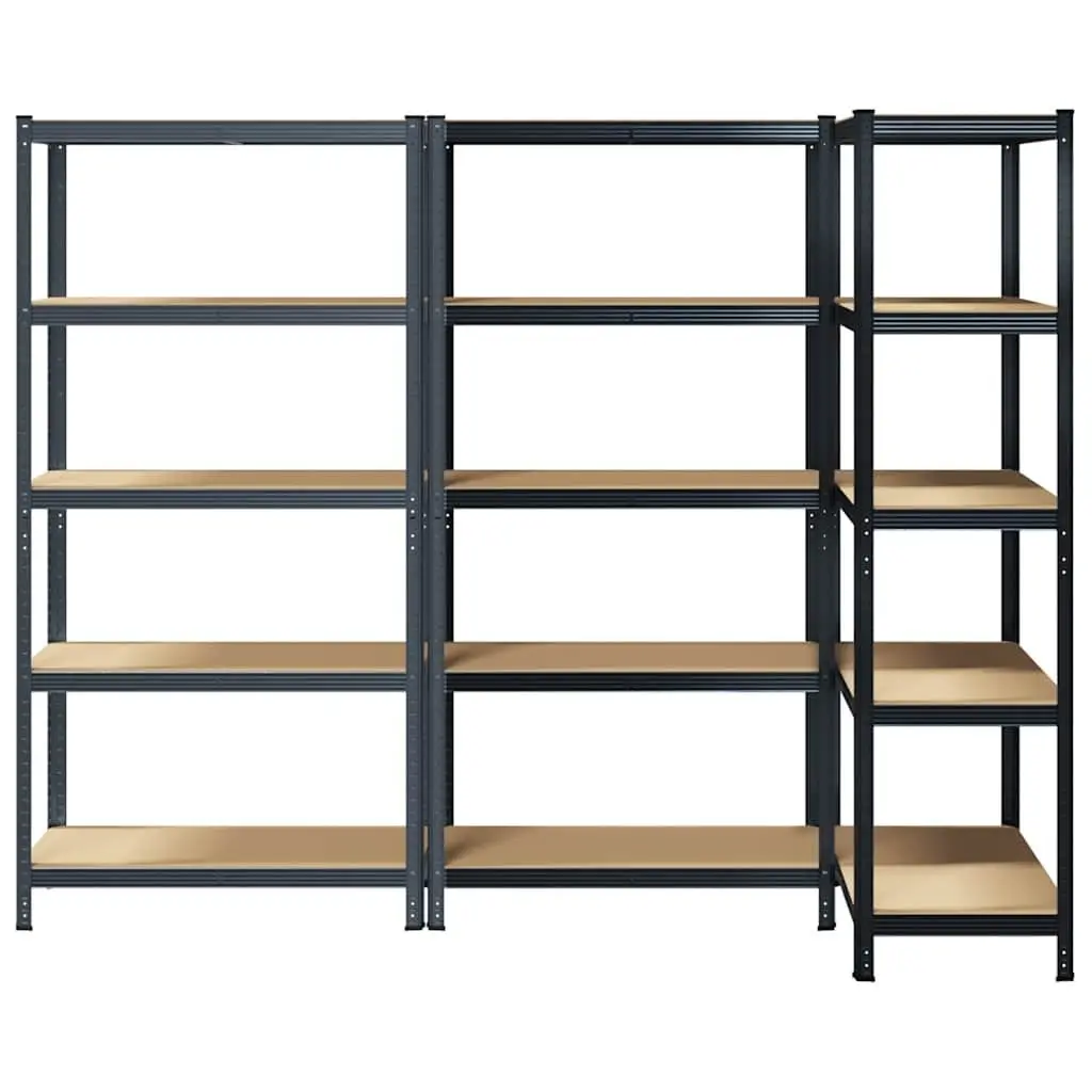 5-Layer Anthracite Steel Shelving Units 3 Pack