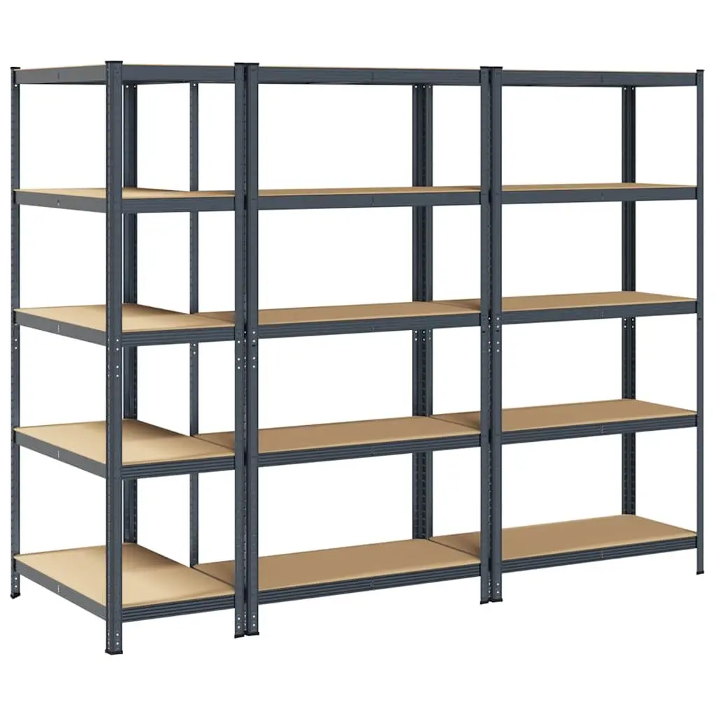 5-Layer Anthracite Steel Shelving Units 3 Pack