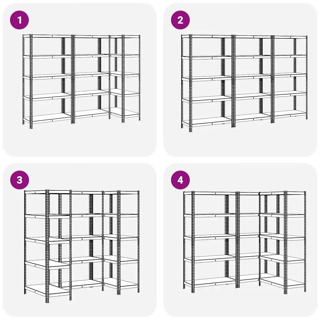 5-Layer Anthracite Steel Shelving Units 3 Pack