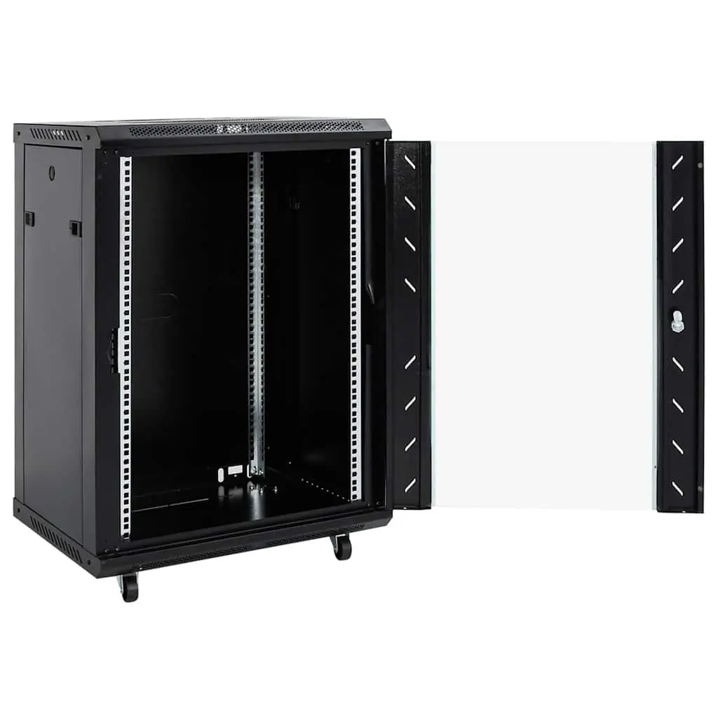 15U Network Cabinet for Enterprise Networking 60W x 45D x 86H cm Black Storage Enclosure