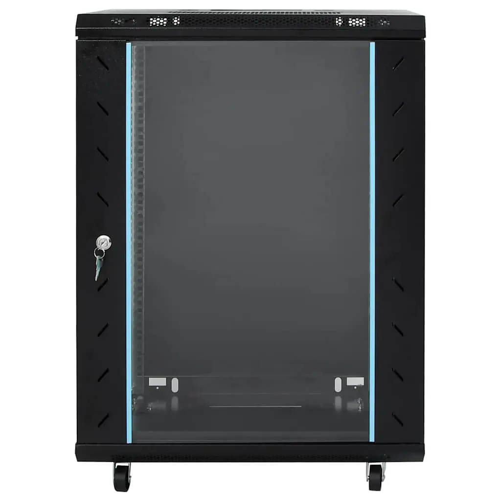 15U Network Cabinet for Enterprise Networking 60W x 45D x 86H cm Black Storage Enclosure