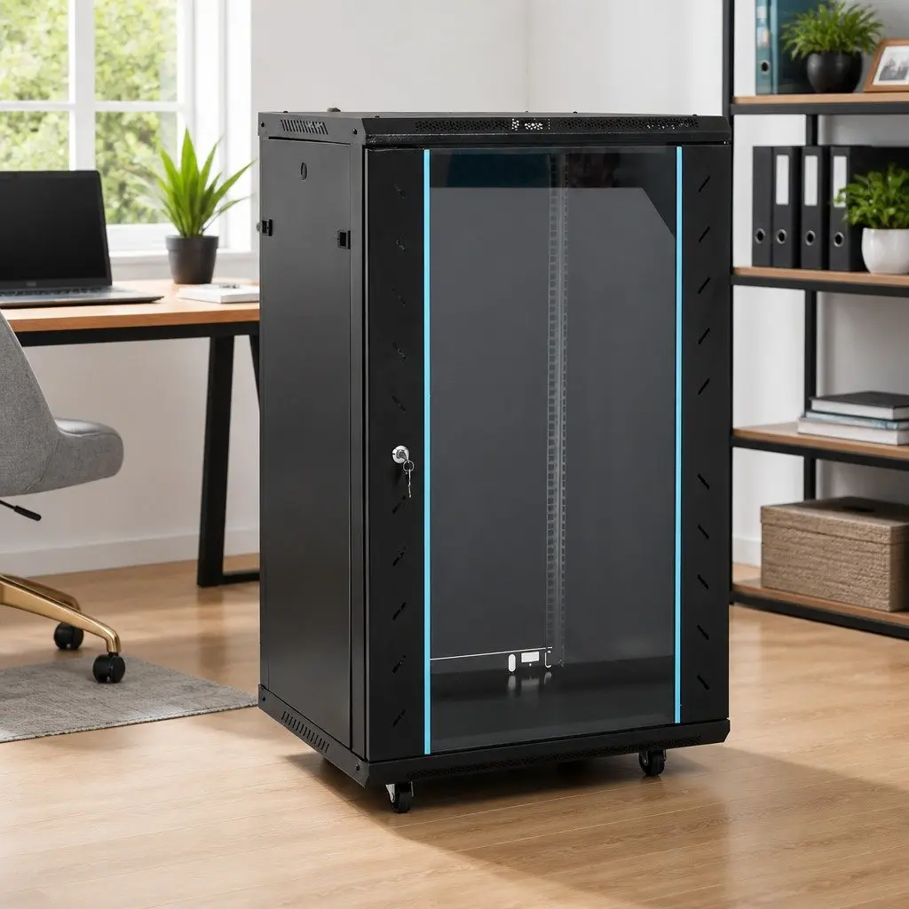 18U Network Cabinet 19" Server Rack Data Cabinet IP20 Black 60x60x100cm