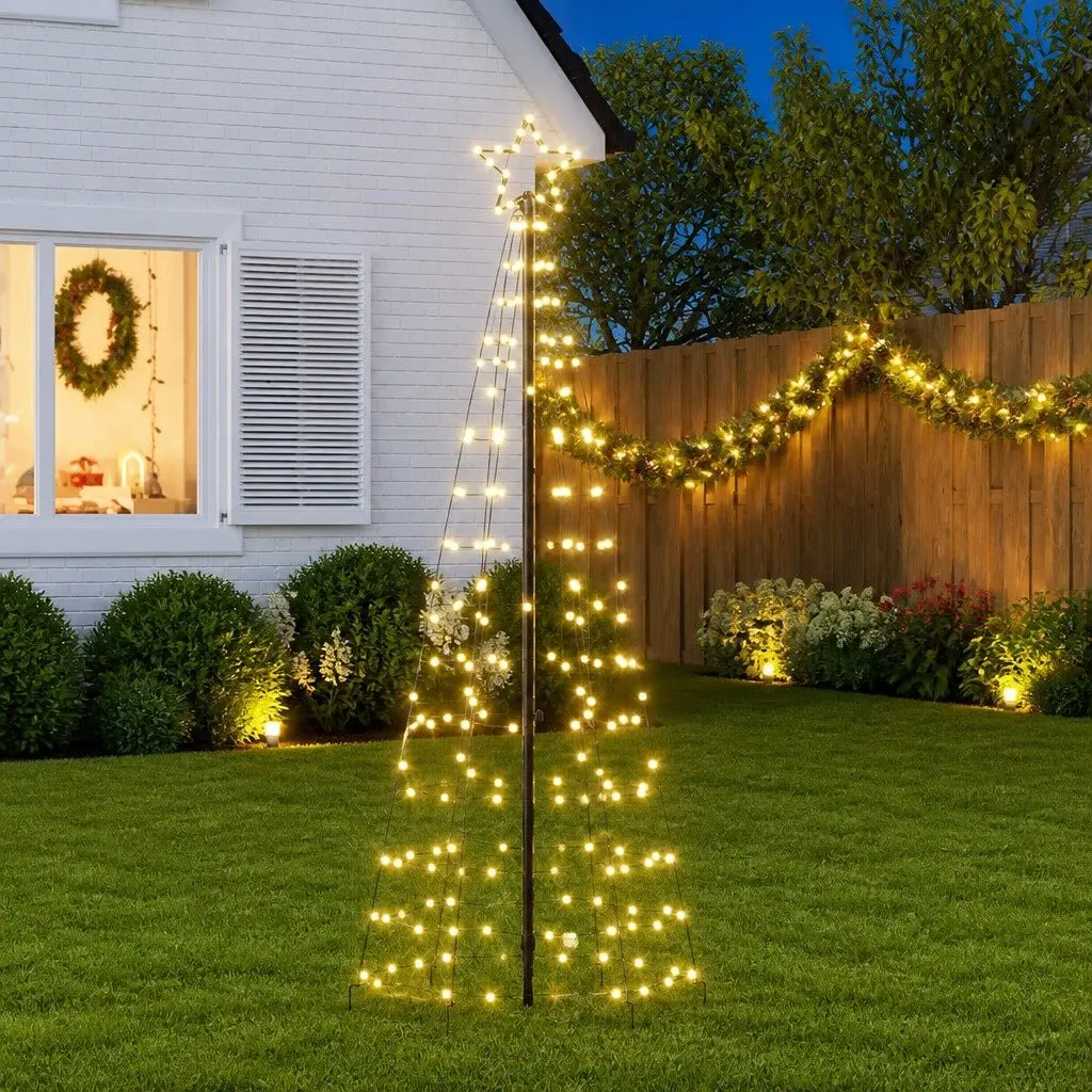LED Christmas Tree with Spikes 220 Warm White Lights 8 Effects 180cm Garden
