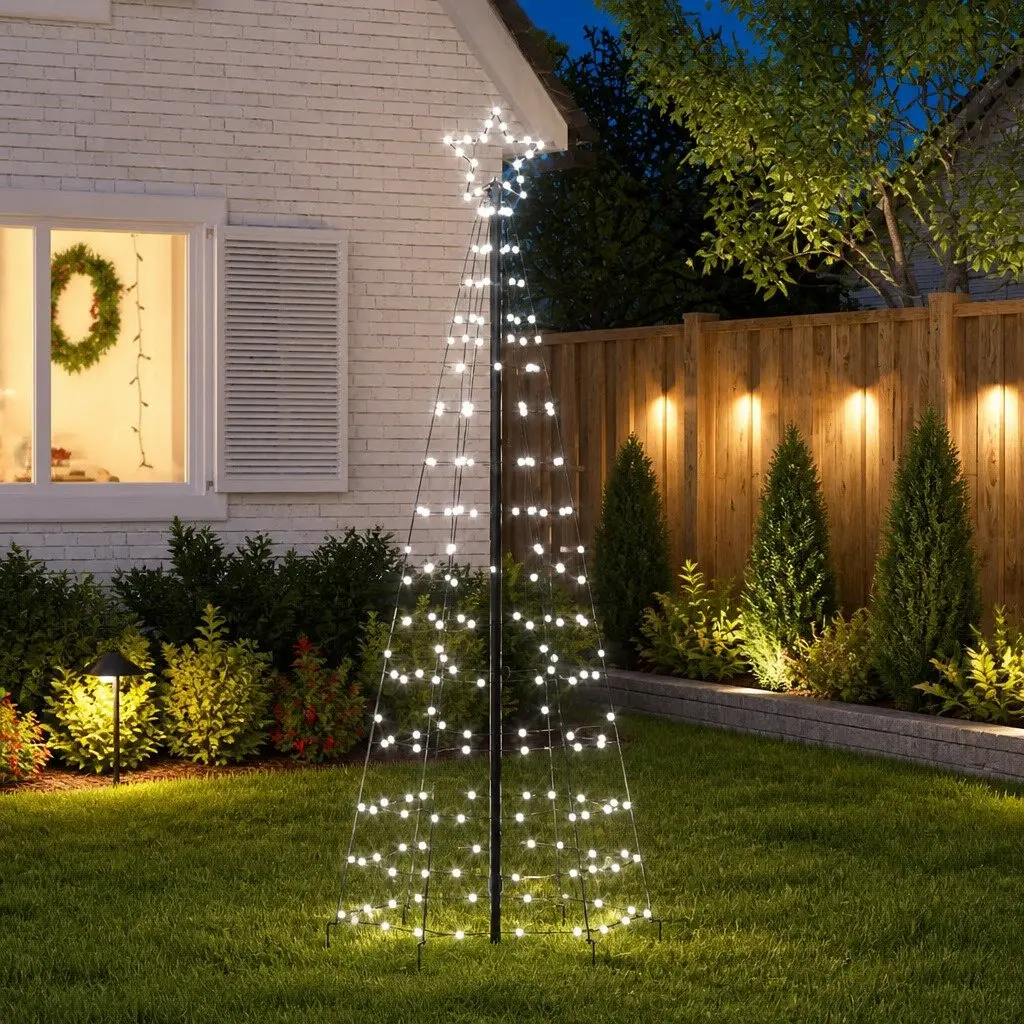 LED Christmas Tree for Garden 180cm with 220 Cold White Lights and 8 Effects