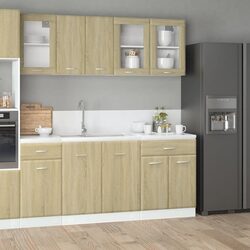 4 Piece Kitchen Cabinet Set: Engineered Wood Brown