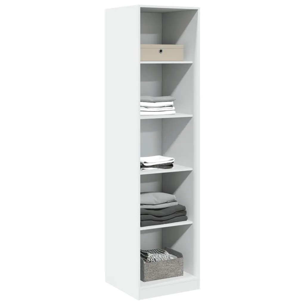 White Wardrobe Cupboard 5 Compartment Storage Cabinet Engineered Wood Hallway