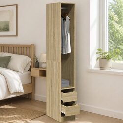 Wardrobe Cupboard Brown Engineered Wood Cabinet Storage Compact 30x50x200cm