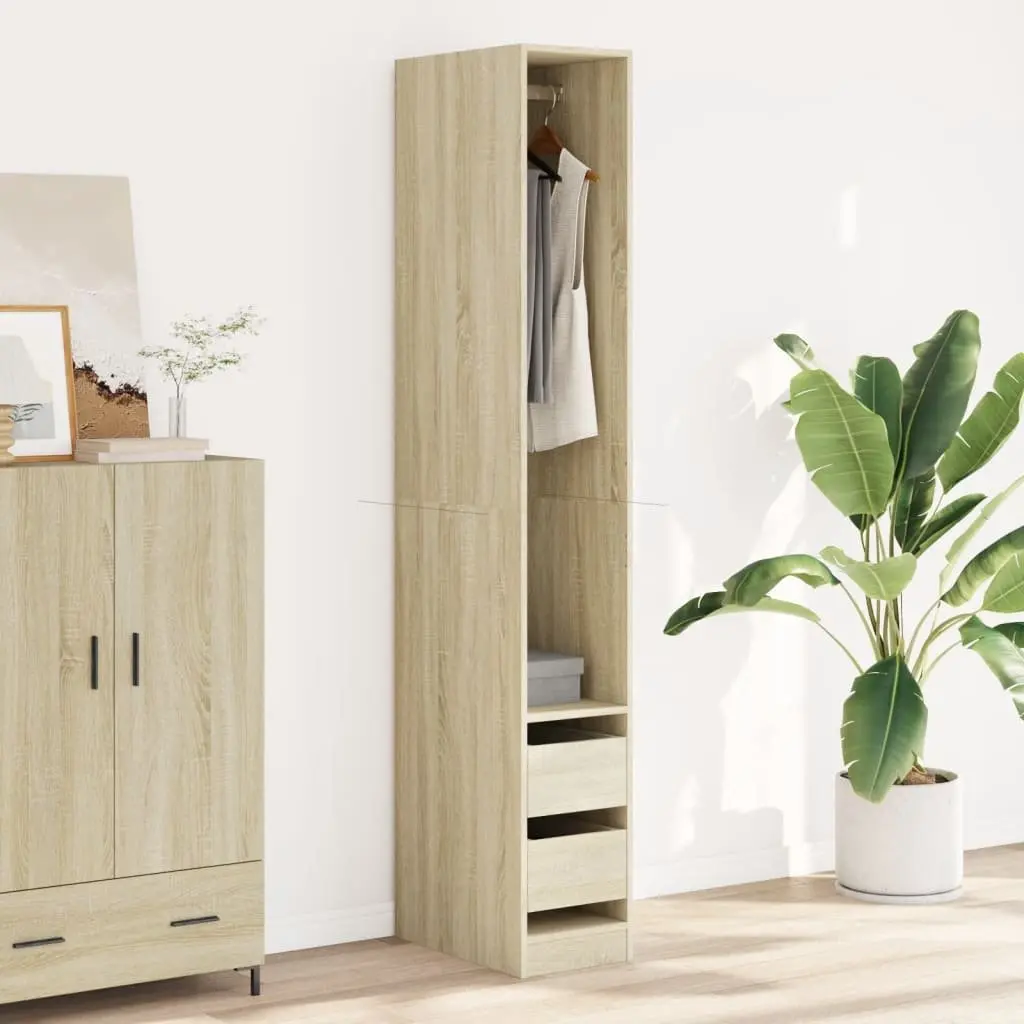Wardrobe Cupboard Storage Compact Brown Engineered Wood 30x50x200cm