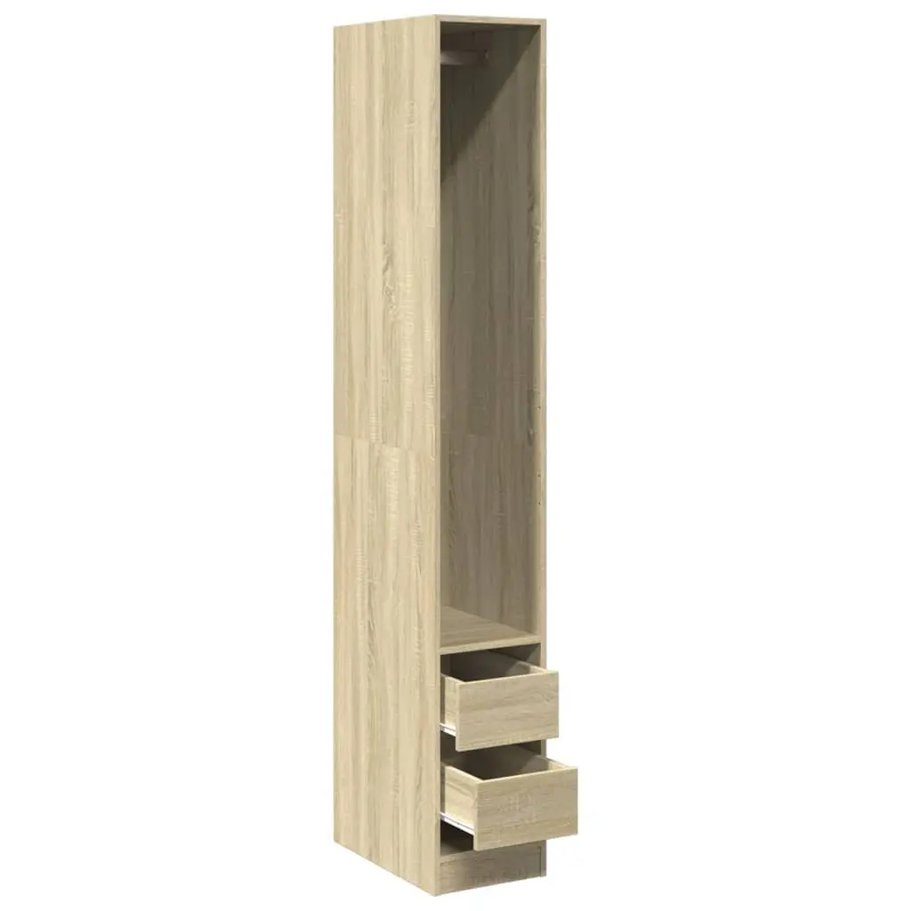 Wardrobe Cupboard Storage Compact Brown Engineered Wood 30x50x200cm