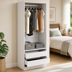 White Wardrobe Cupboard Dimensions: 80x50x200cm