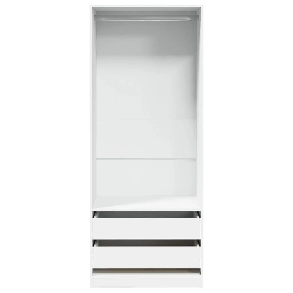 White Wardrobe Cupboard 80x50x200cm Storage Cabinet 1 Compartment 2 Drawers