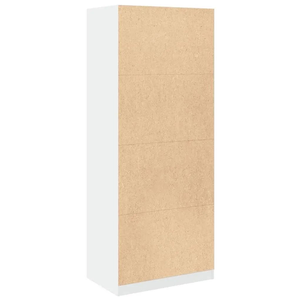 White Wardrobe Cupboard 80x50x200cm Storage Cabinet 1 Compartment 2 Drawers