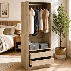 Wardrobe Cupboard Sonoma Oak 80x50x200cm Engineered Wood Storage Cabinet