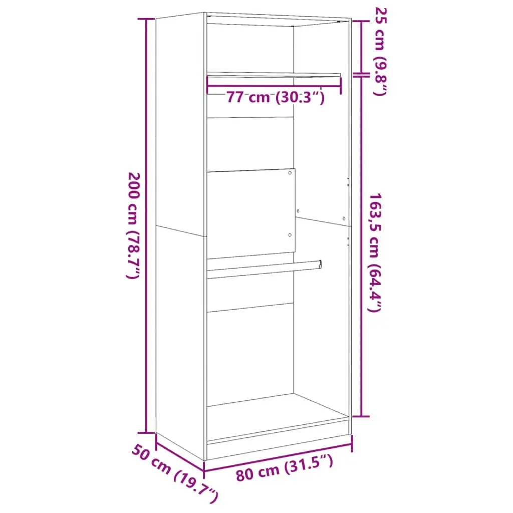 Engineered Wood Wardrobe 80x50x200 cm in White