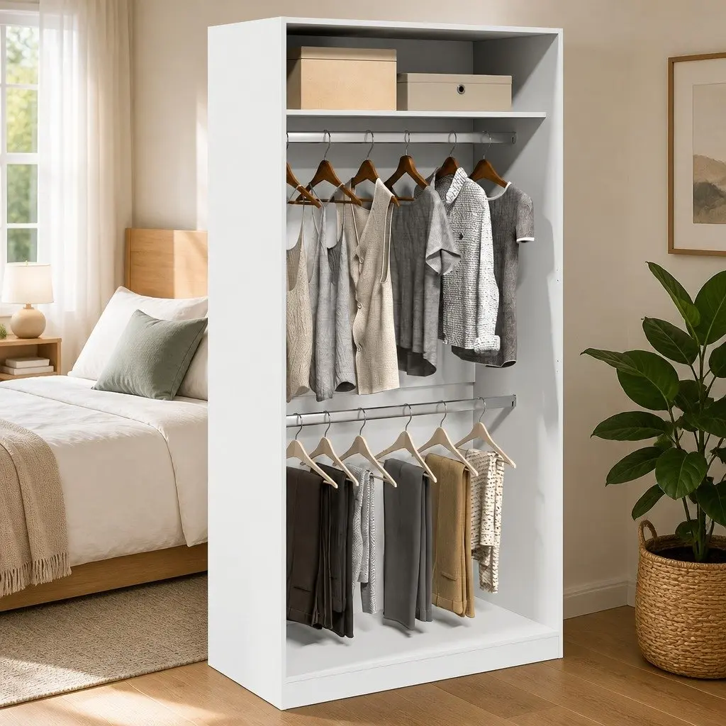 White Wardrobe Cupboard Hallway Storage 100x50x200cm