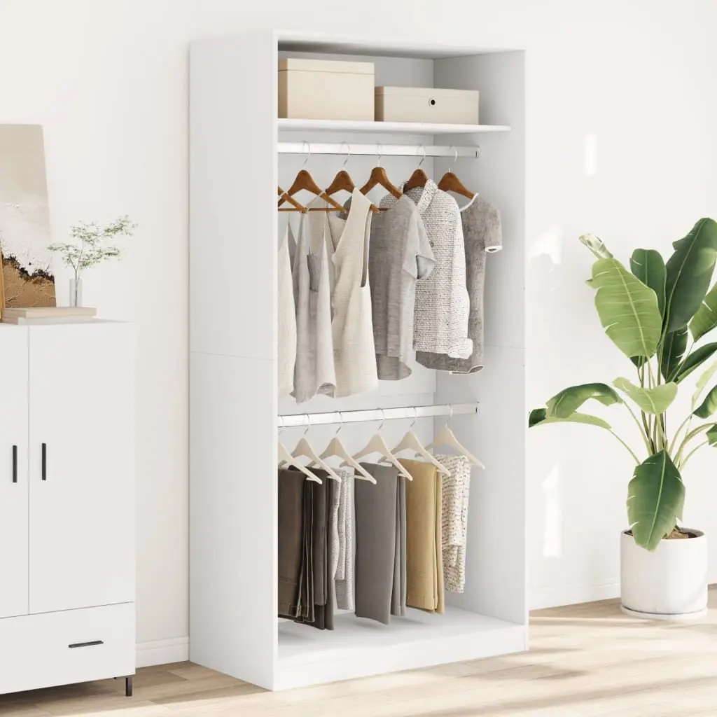 White Wardrobe Cupboard Hallway Storage 100x50x200cm