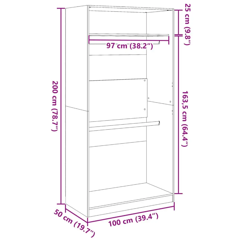White Wardrobe Cupboard Hallway Storage 100x50x200cm