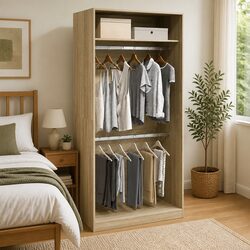 Wardrobe Dimensions: 100x50x200cm, 2 Compartments, Brown