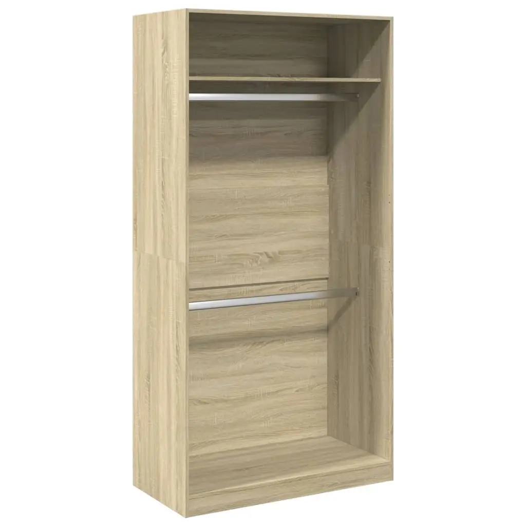 Wardrobe Cupboard 100x50x200cm 2 Compartments Engineered Wood Storage Armoire