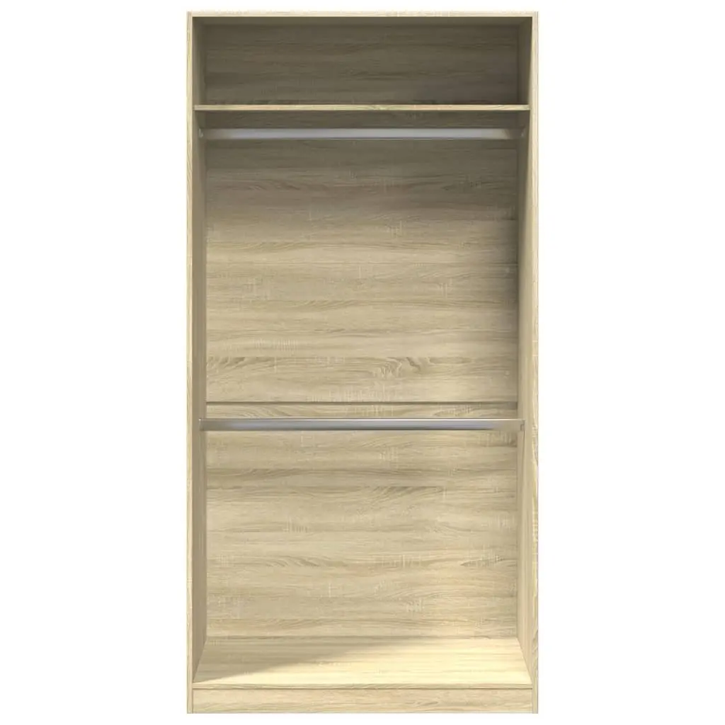 Wardrobe Cupboard 100x50x200cm 2 Compartments Engineered Wood Storage Armoire