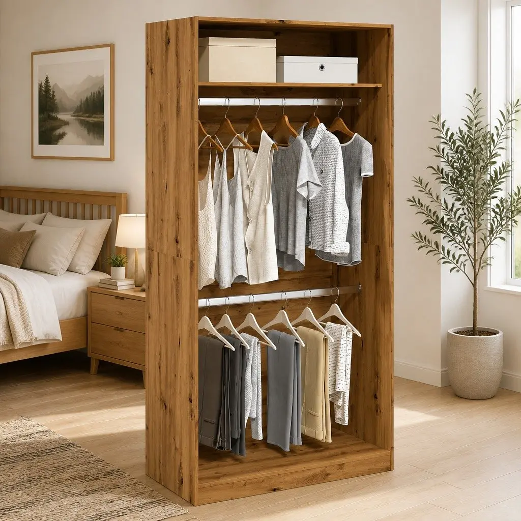 Brown Engineered Wood Wardrobe Cupboard 100x50x200cm