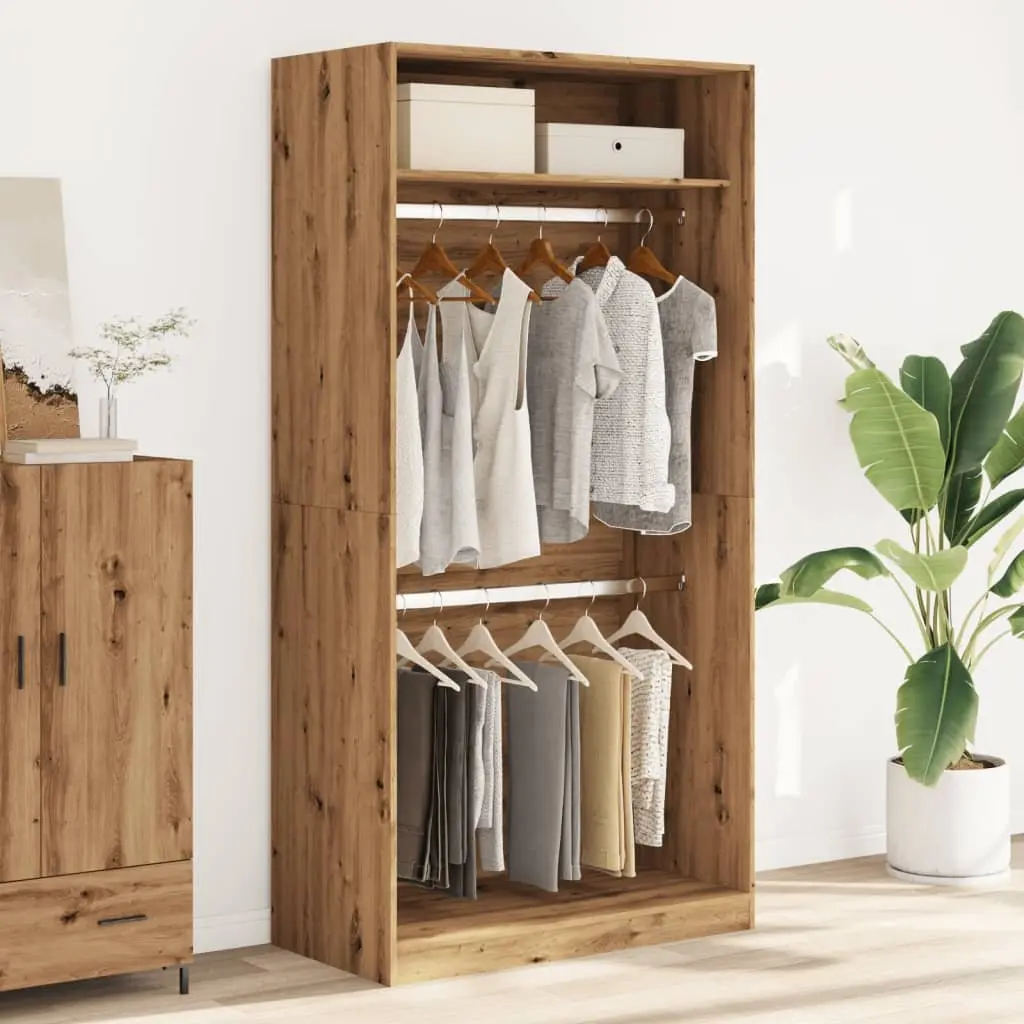 Brown Engineered Wood Wardrobe Cupboard 100x50x200cm