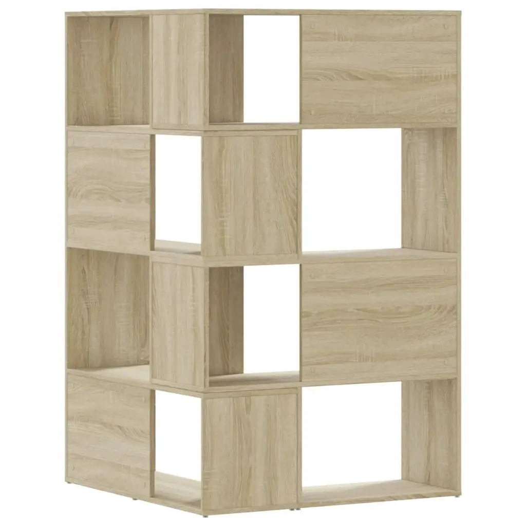 Corner Bookcase 4-Tier Shelving Unit Sonoma Oak Engineered Wood Display Stand