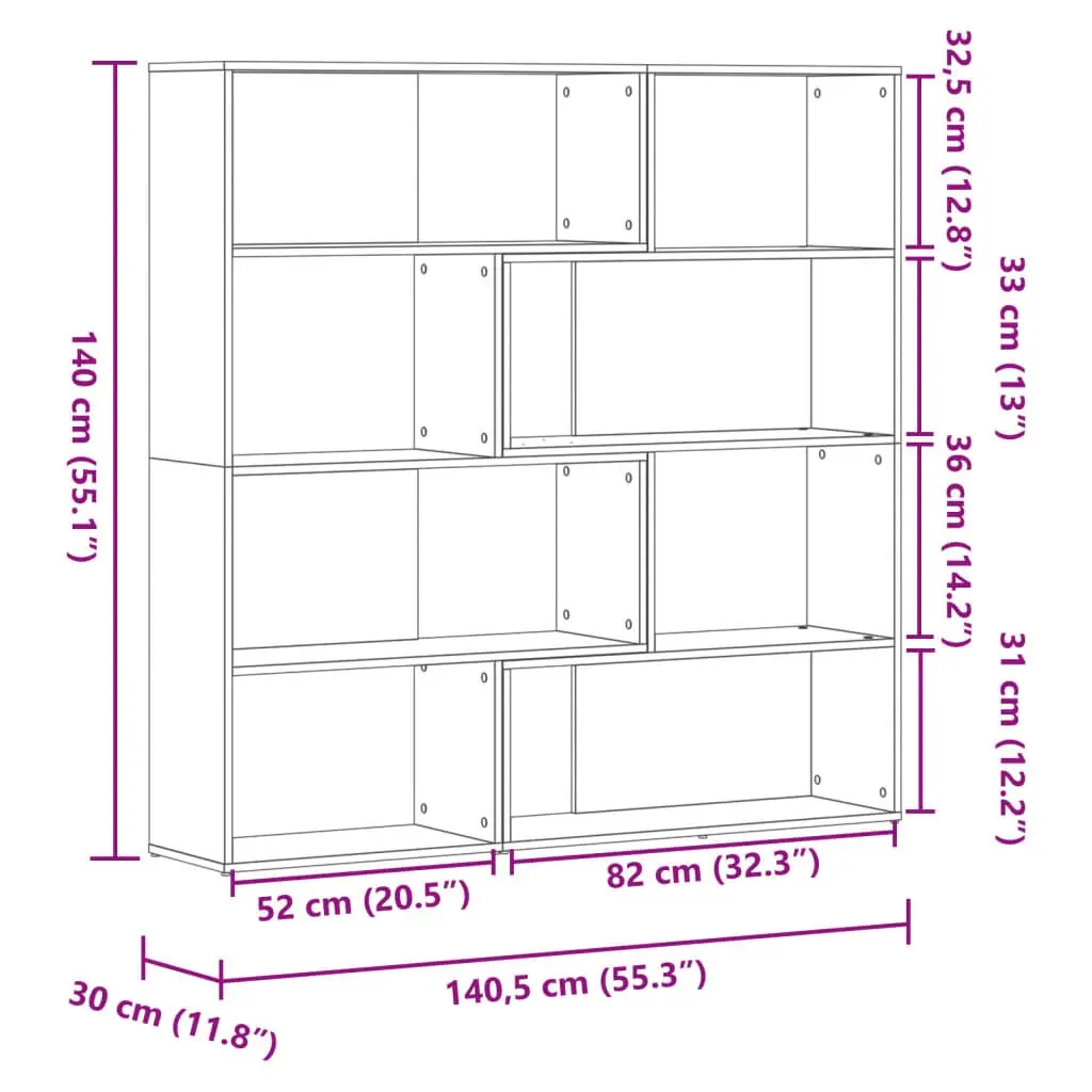 Corner Bookcase 4-Tier Shelving Unit Sonoma Oak Engineered Wood Display Stand