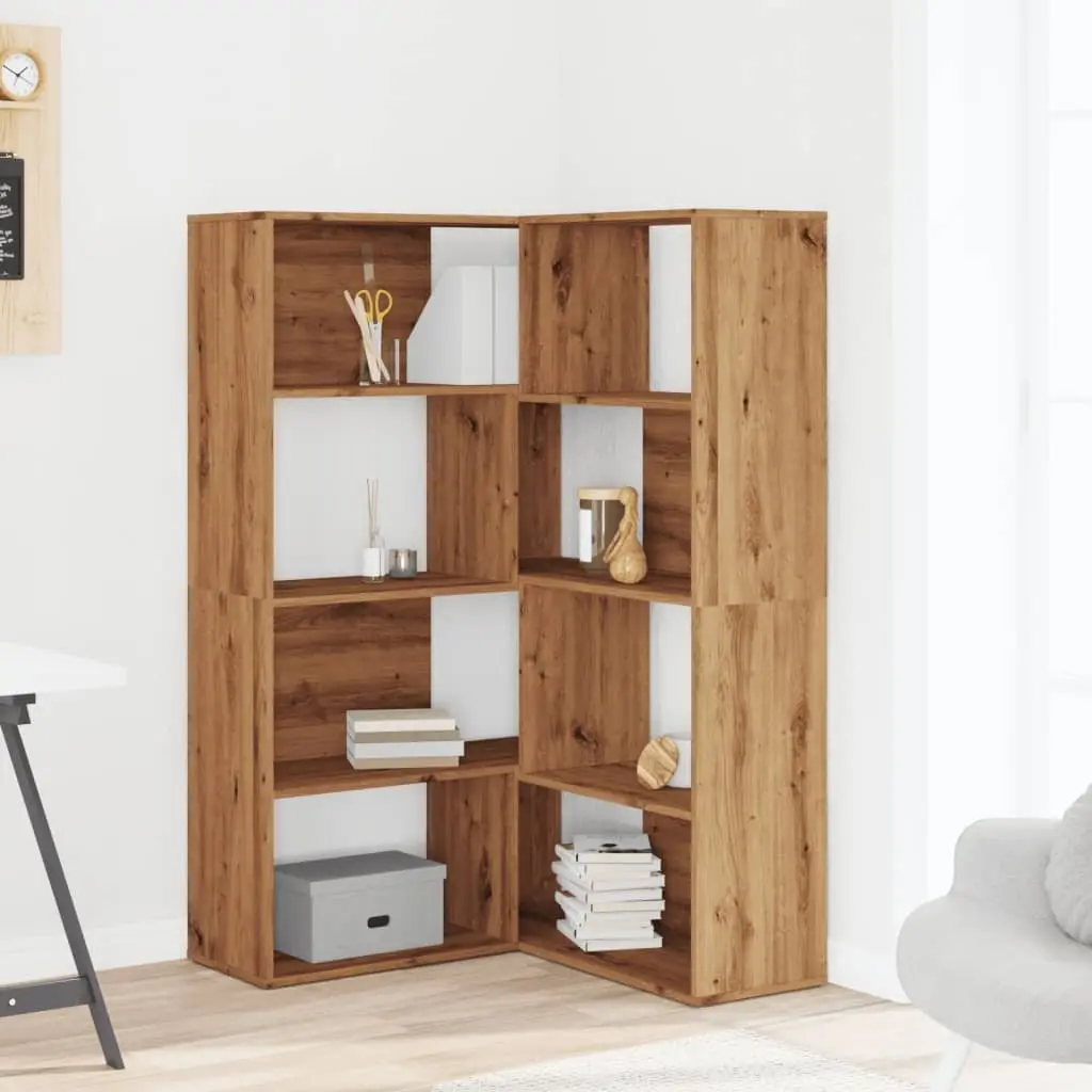 Corner Bookcase 4-Tier Engineered Wood Shelving Unit 85x85x140cm Brown