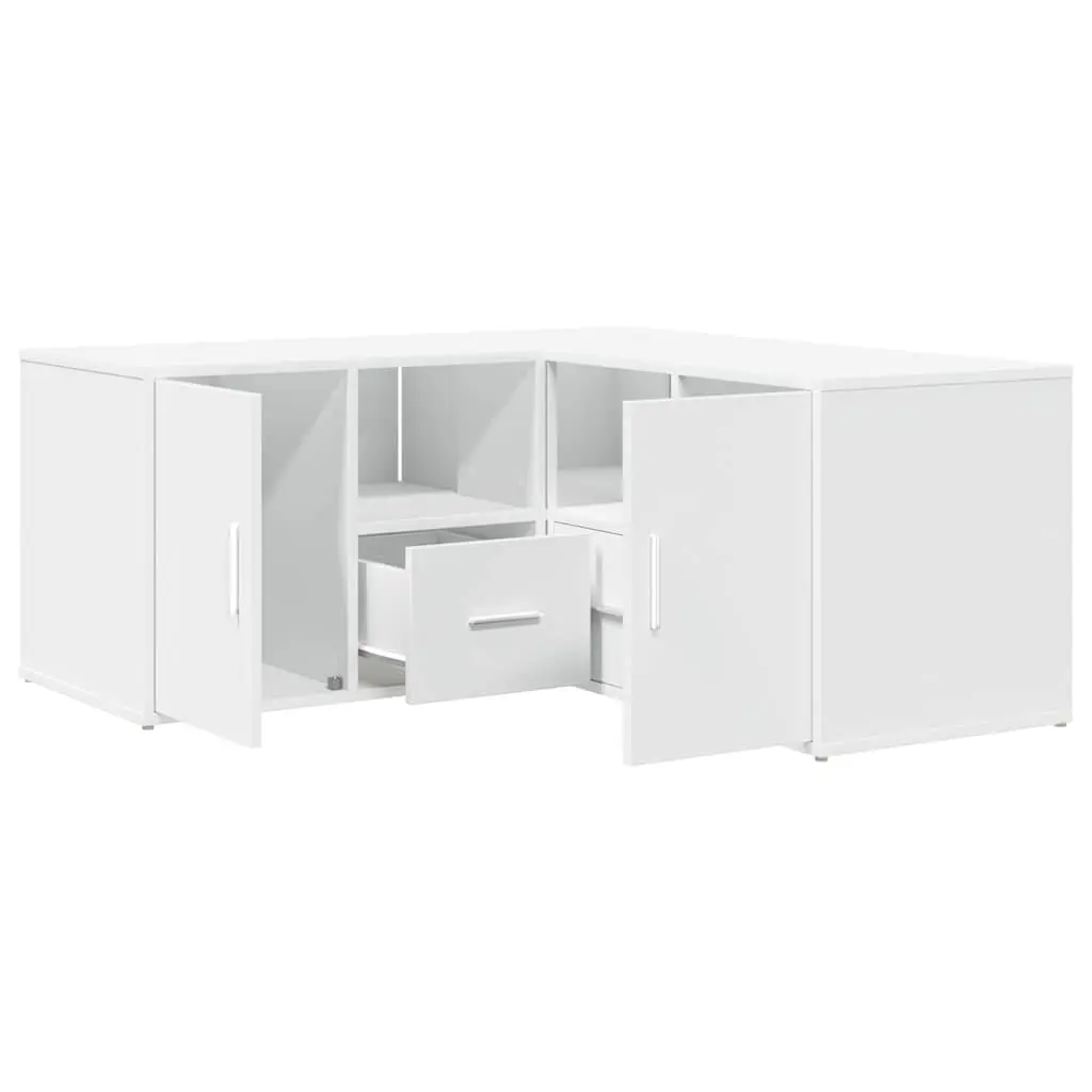 White Engineered Wood Corner Cabinet