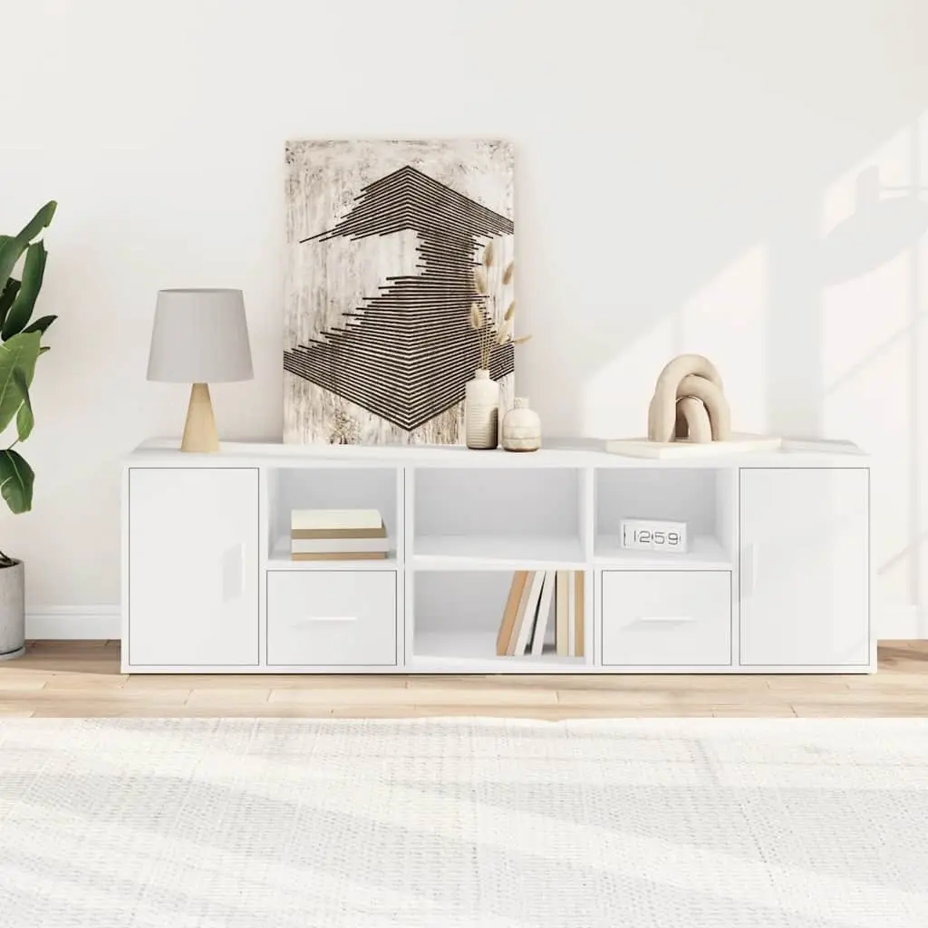 White Engineered Wood Corner Cabinet
