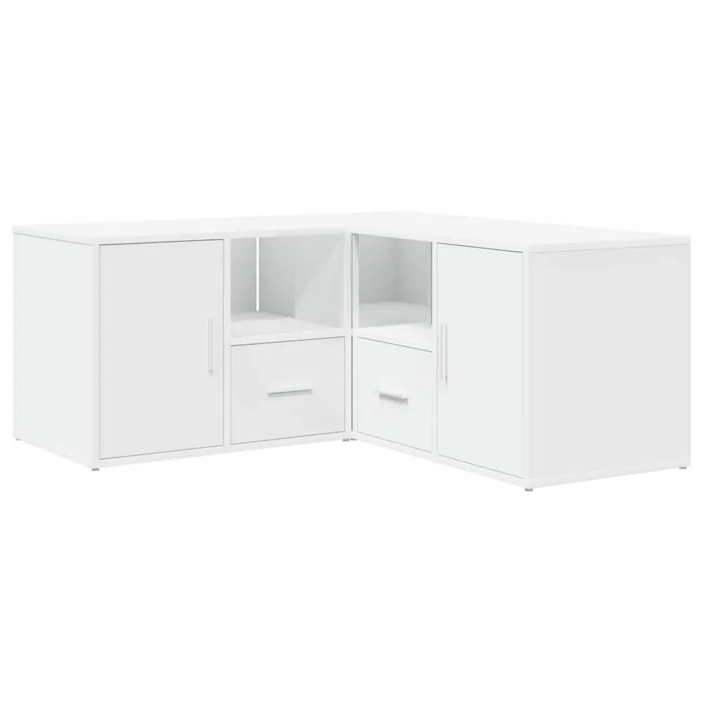 White Engineered Wood Corner Cabinet