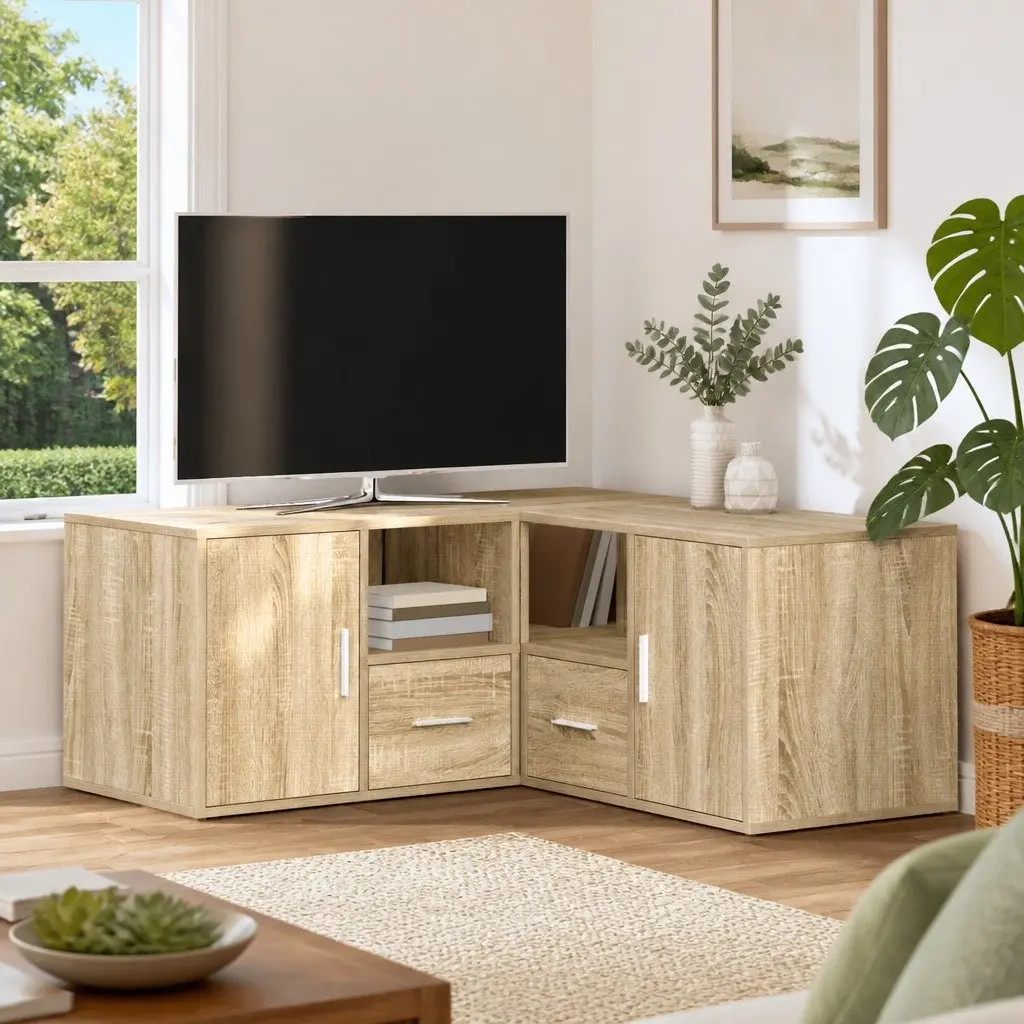 Brown Corner Cabinet Storage Shelf Unit