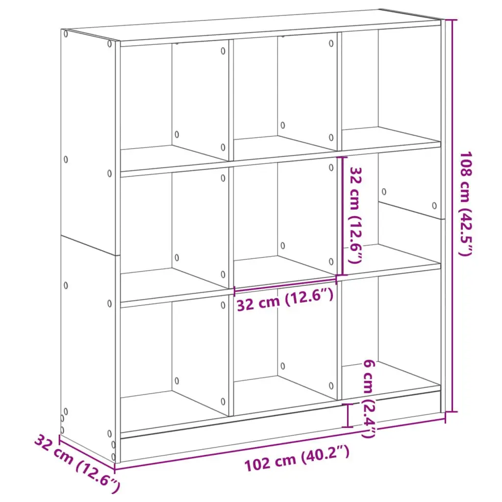 Engineered Wood Bookcase White 102x32x108 cm