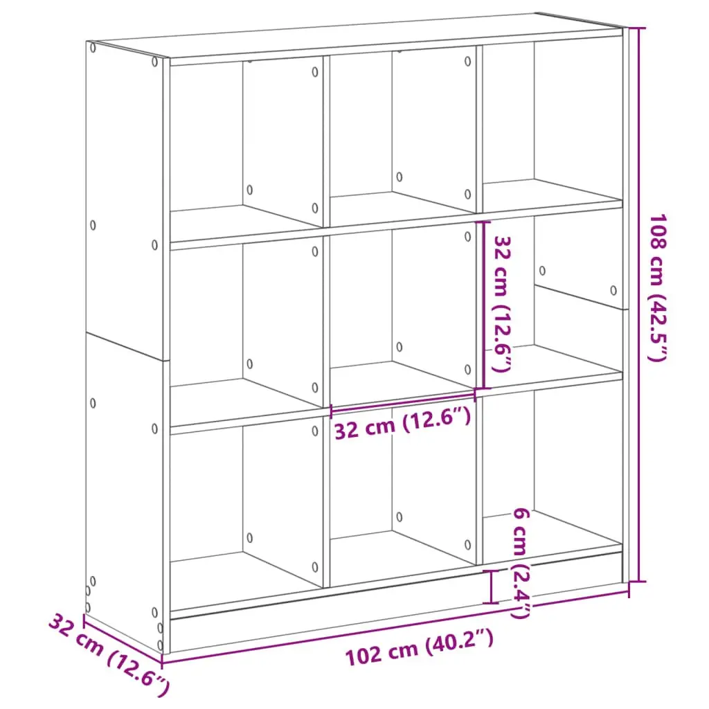 9 Compartment Bookcase in Brown