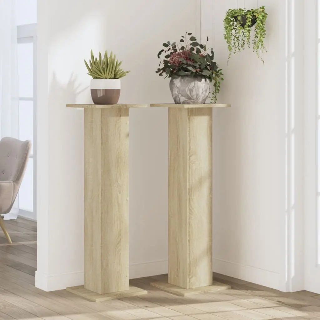 Plant Stands Indoor Outdoor Use 30x30x95 cm Brown Engineered Wood 2 Piece